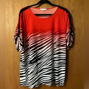 Calvin Klein Short-Sleeve Ombré Zebra Print Blouse
